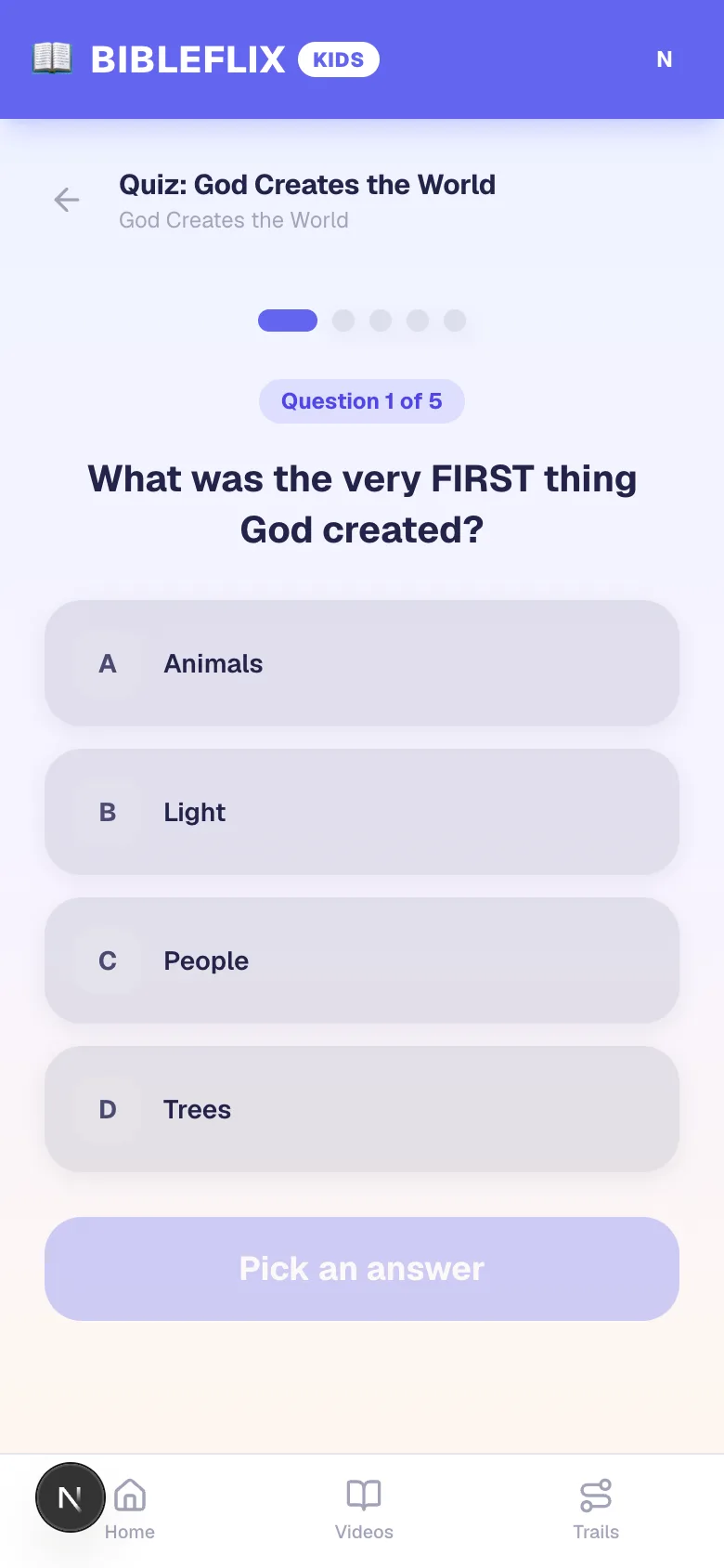 Daily challenge quiz